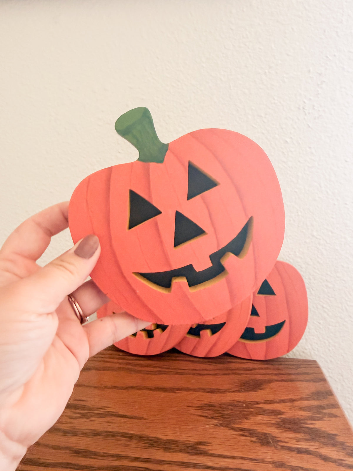 Set of Wooden Jack o Lanterns