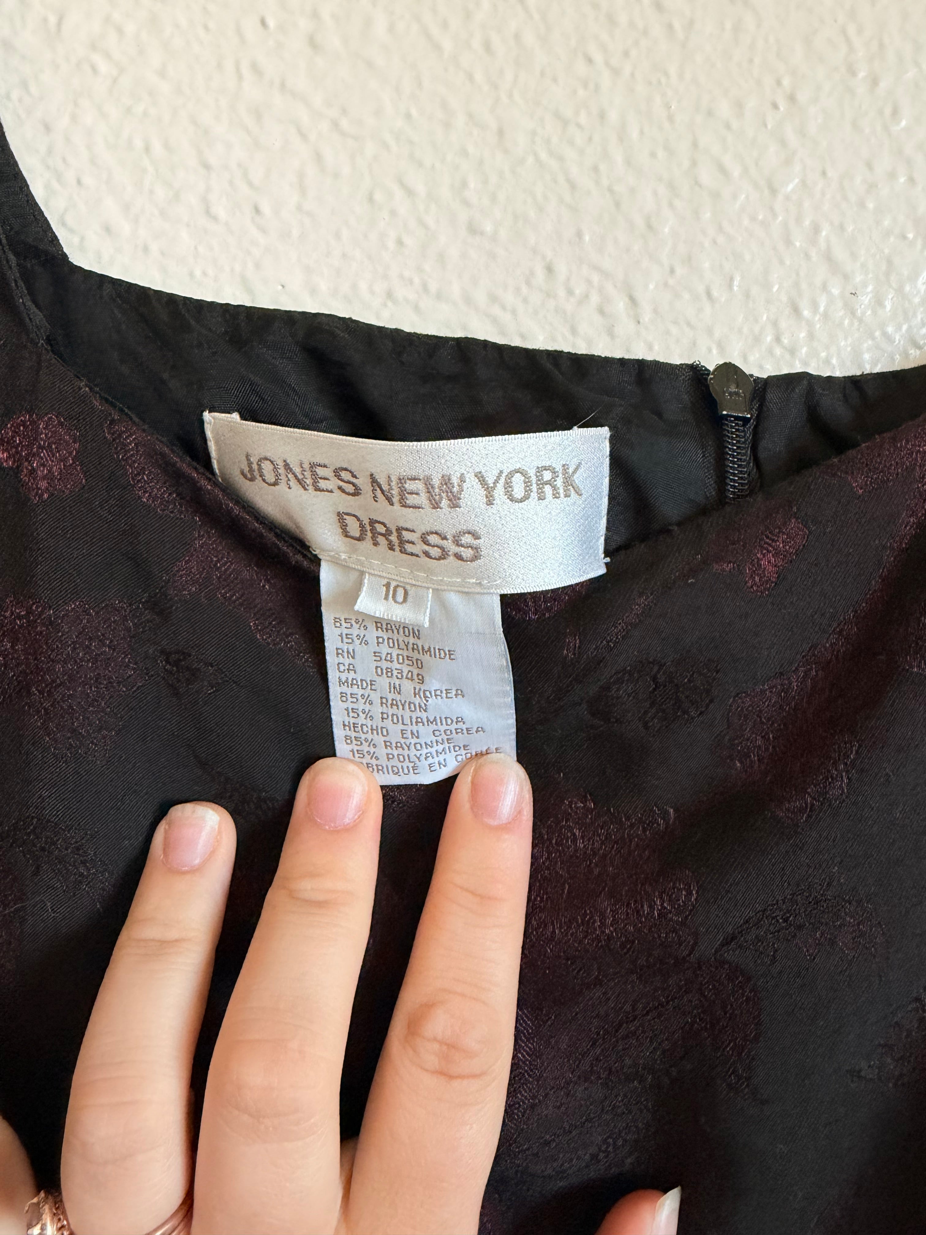 Black and Maroon Jacquard Dress - Size 10