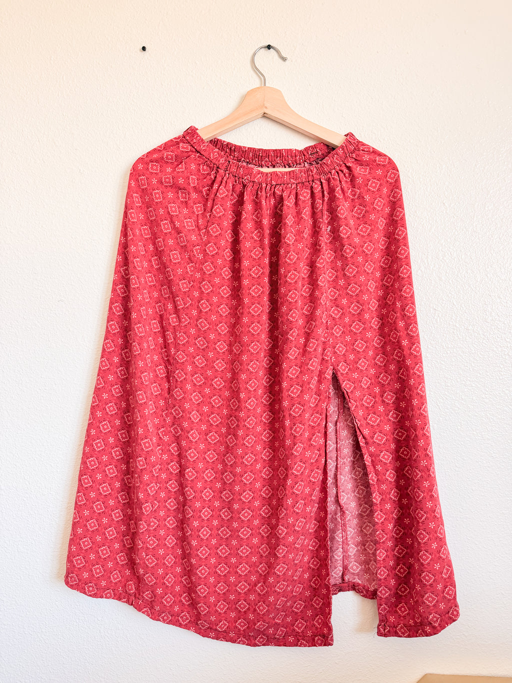 Midi Red Geometric Skirt - Size S/M