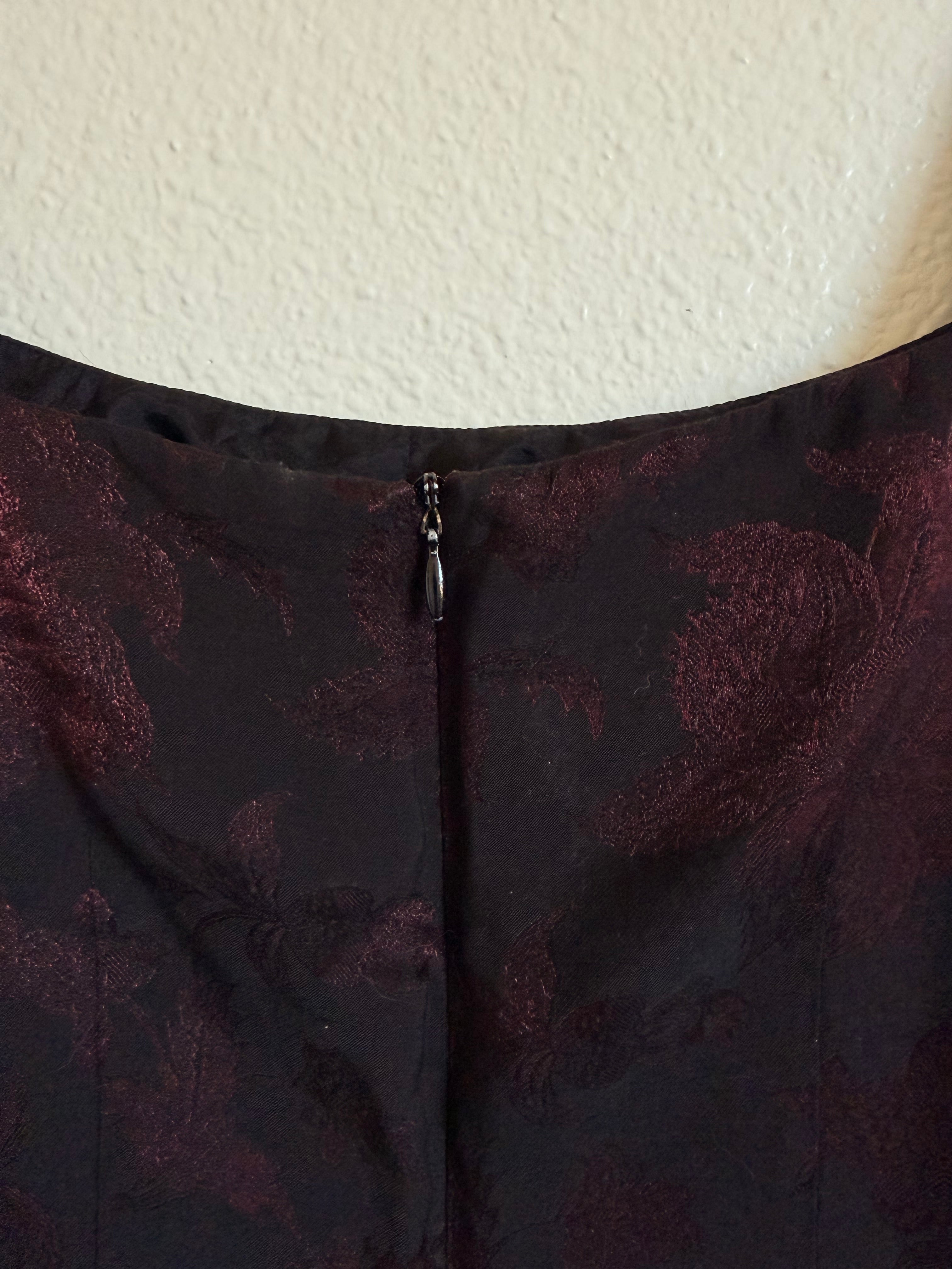 Black and Maroon Jacquard Dress - Size 10
