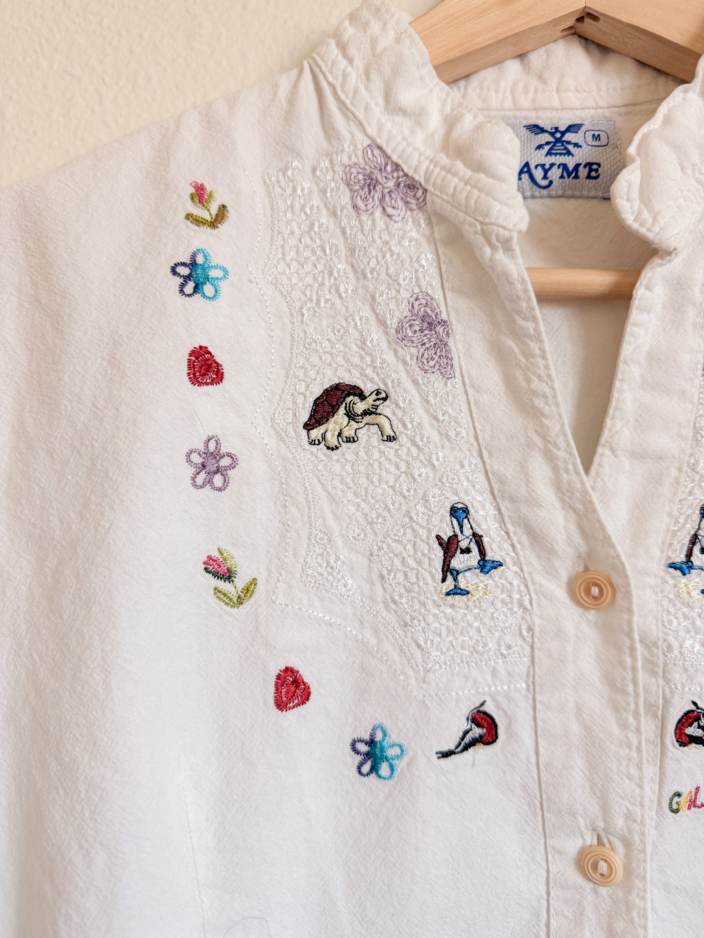 Galapagos White Cotton Blouse - Size M