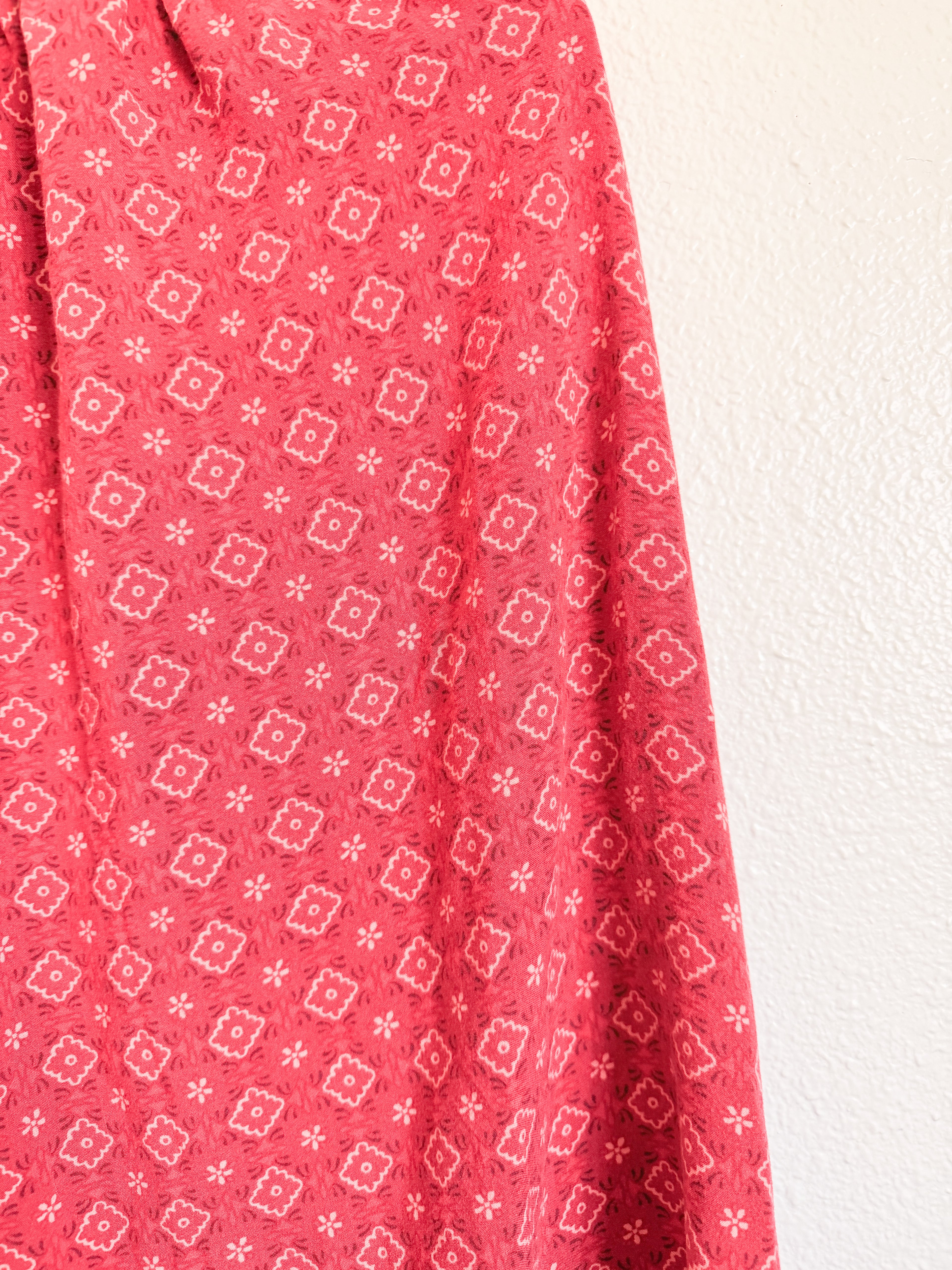 Midi Red Geometric Skirt - Size S/M