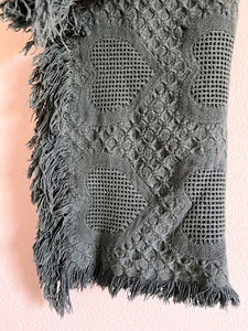 Green Heart Woven Blanket