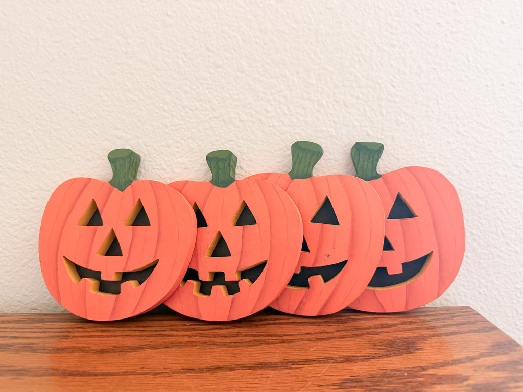 Set of Wooden Jack o Lanterns