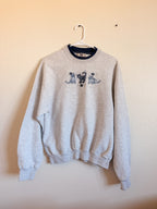 Blue and Grey Cat Crewneck - M