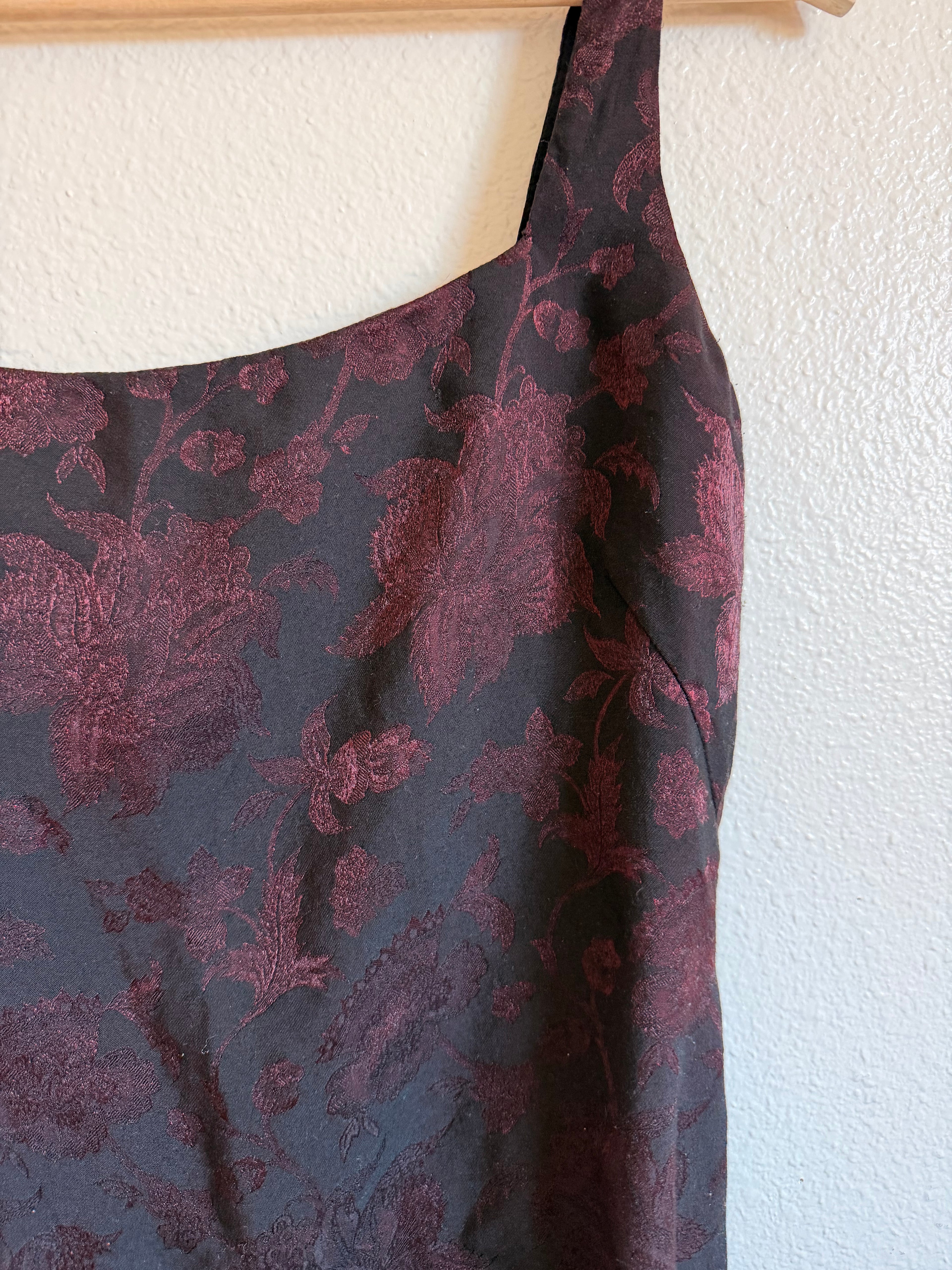 Black and Maroon Jacquard Dress - Size 10