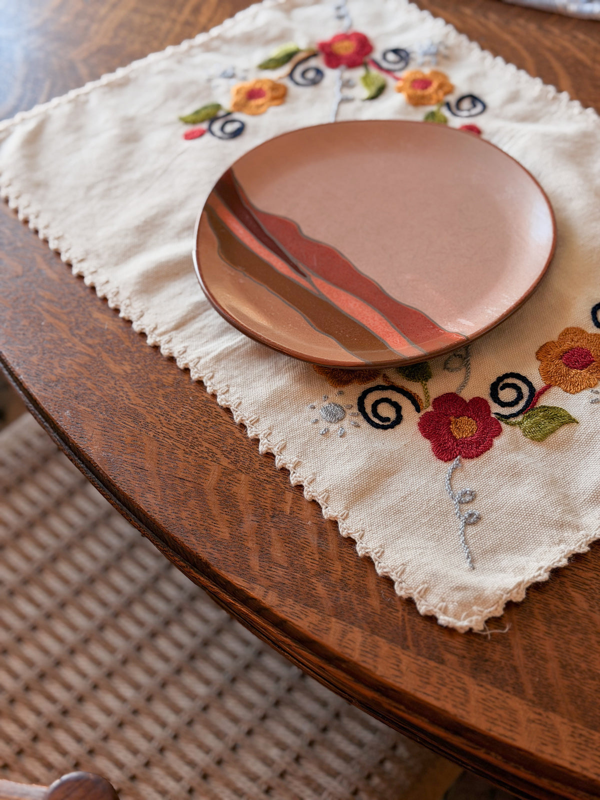 Embroidered Floral Placemats - Set of 6