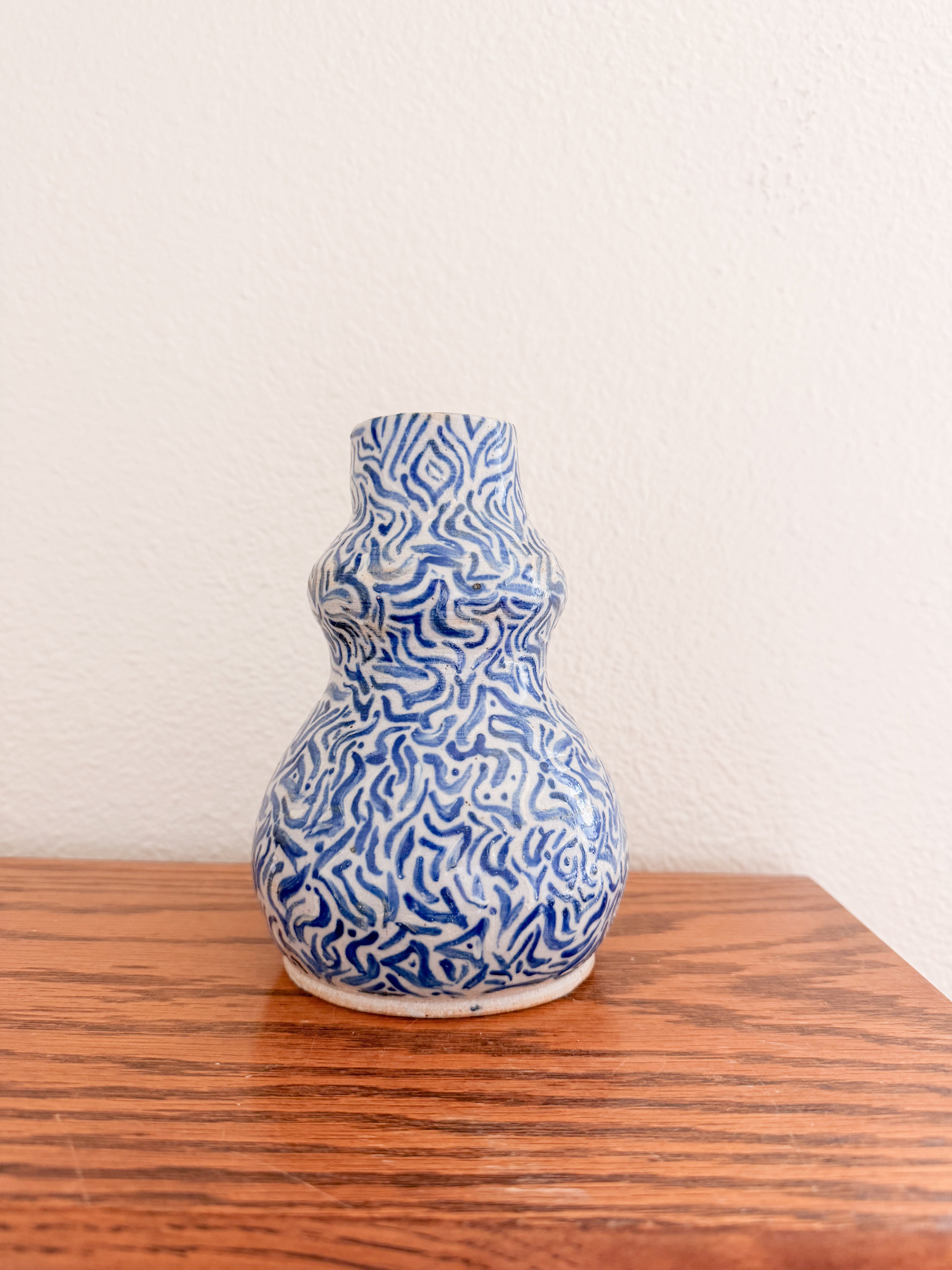 Blue and White Stoneware Vase