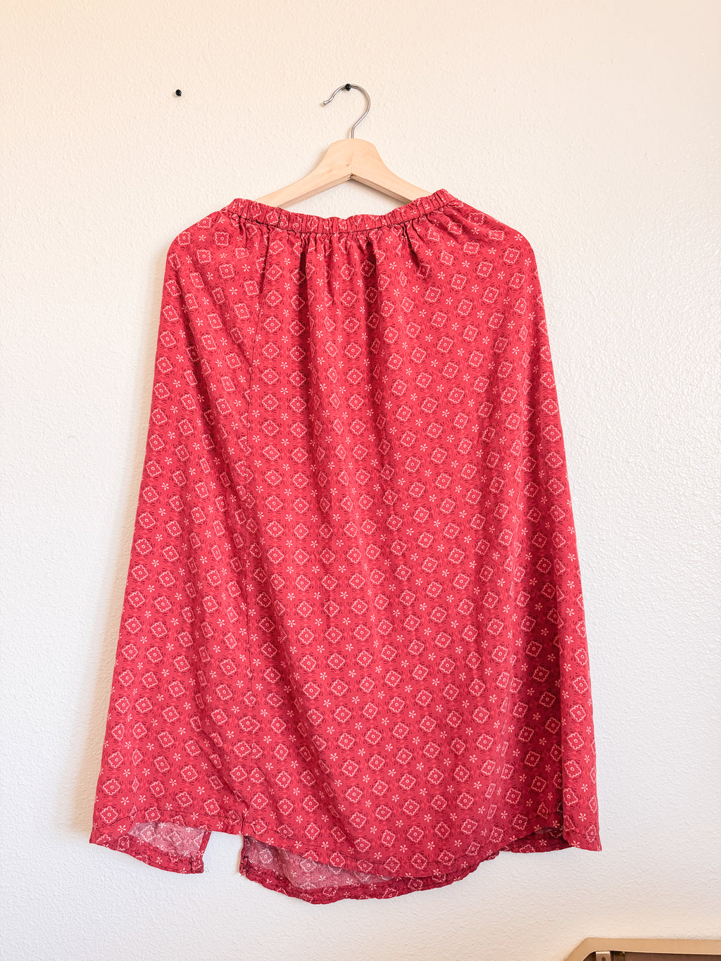 Midi Red Geometric Skirt - Size S/M