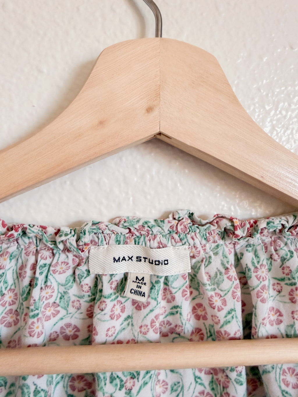 Green Floral Print Blouse - Size M