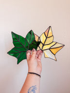 Pair of Stained Glass Leaves