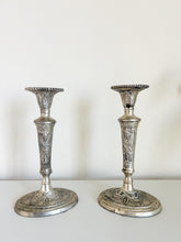 Load image into Gallery viewer, Ornate Silver Candle Holders
