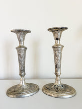 Load image into Gallery viewer, Ornate Silver Candle Holders
