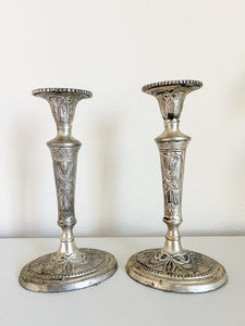 Ornate Silver Candle Holders