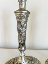 Load image into Gallery viewer, Ornate Silver Candle Holders
