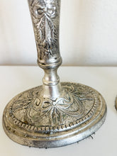 Load image into Gallery viewer, Ornate Silver Candle Holders
