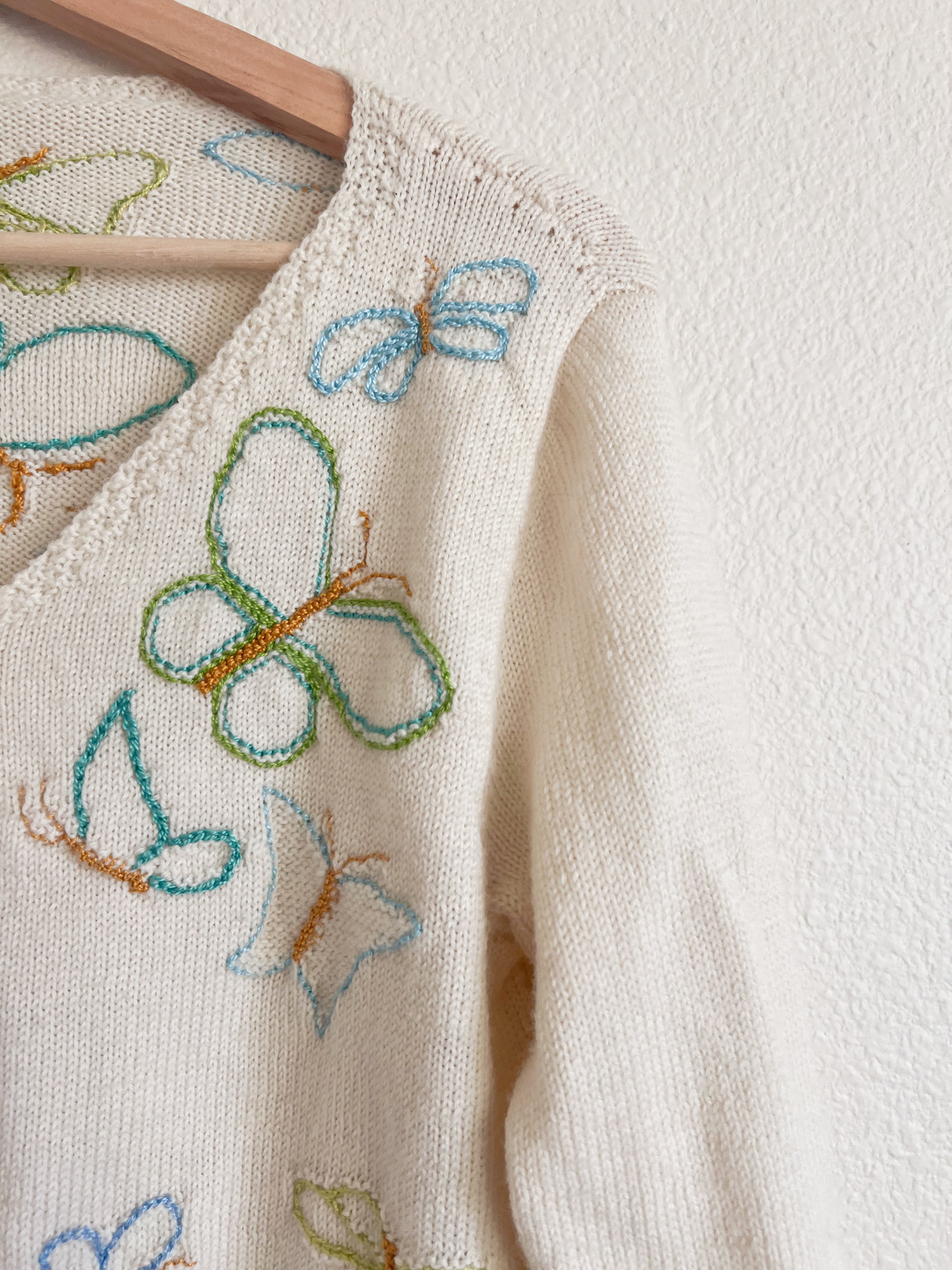 Embroidered Butterfly Cardigan - Size L