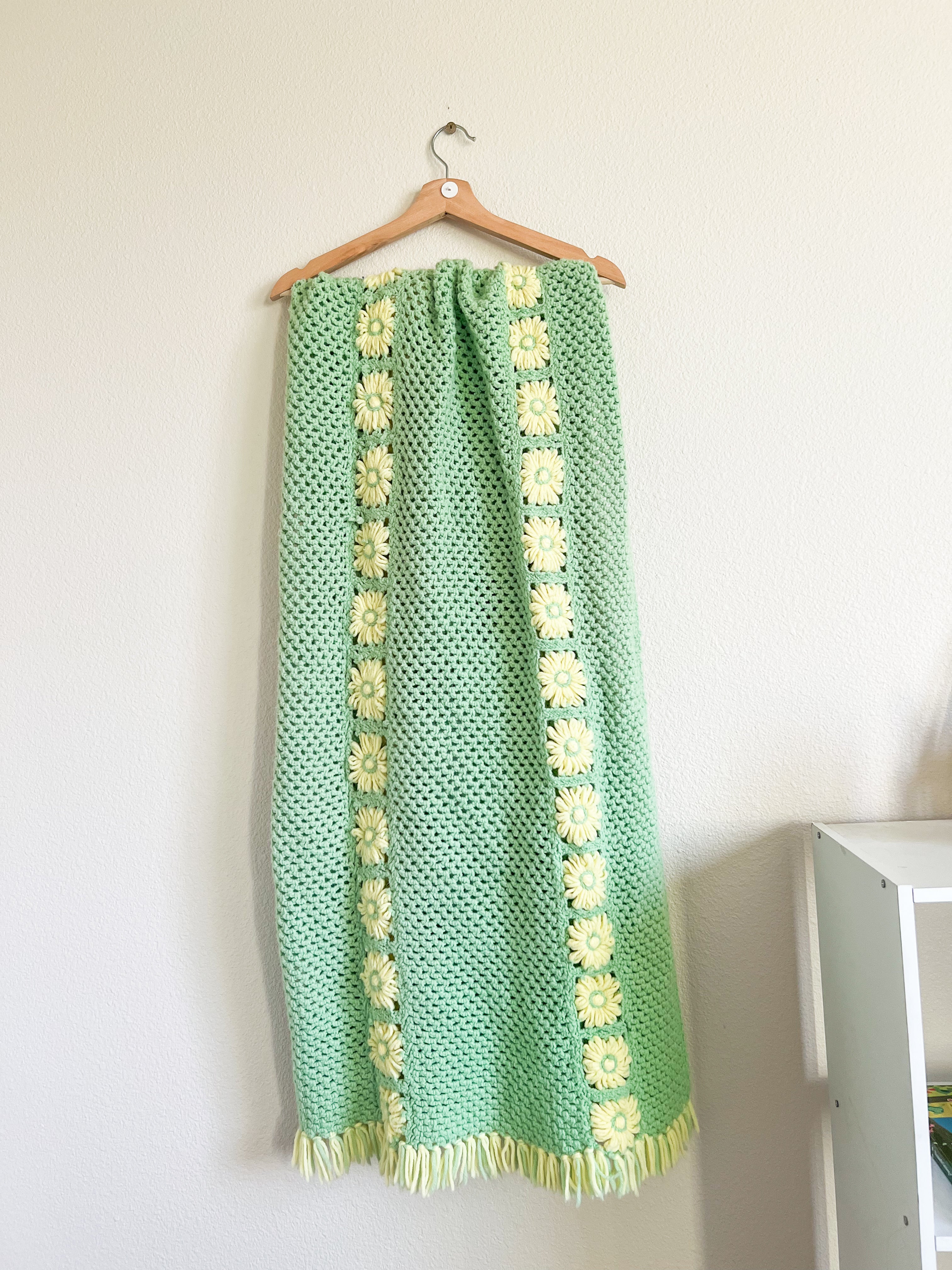 Green and Yellow Floral Afghan