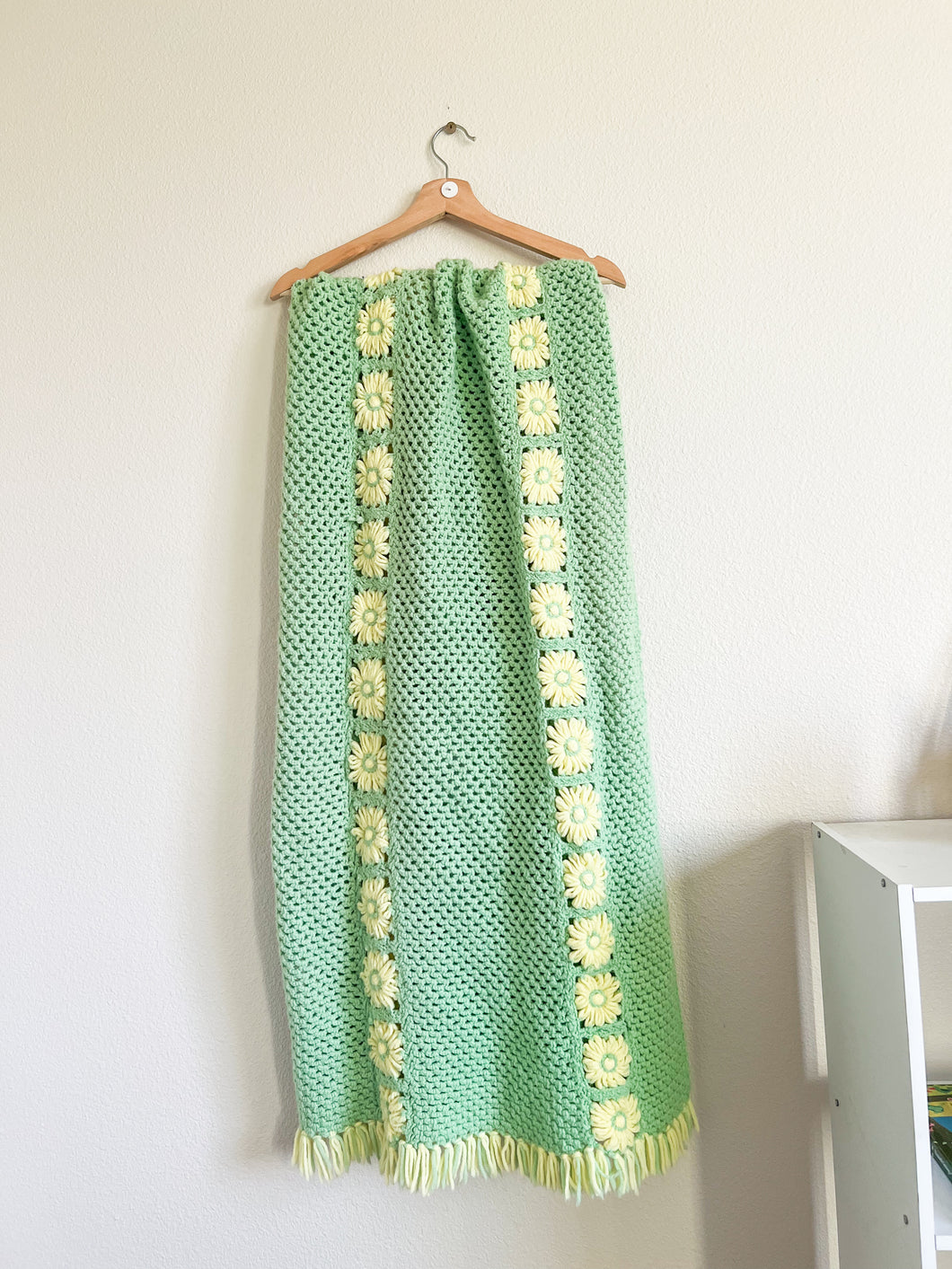 Green and Yellow Floral Afghan