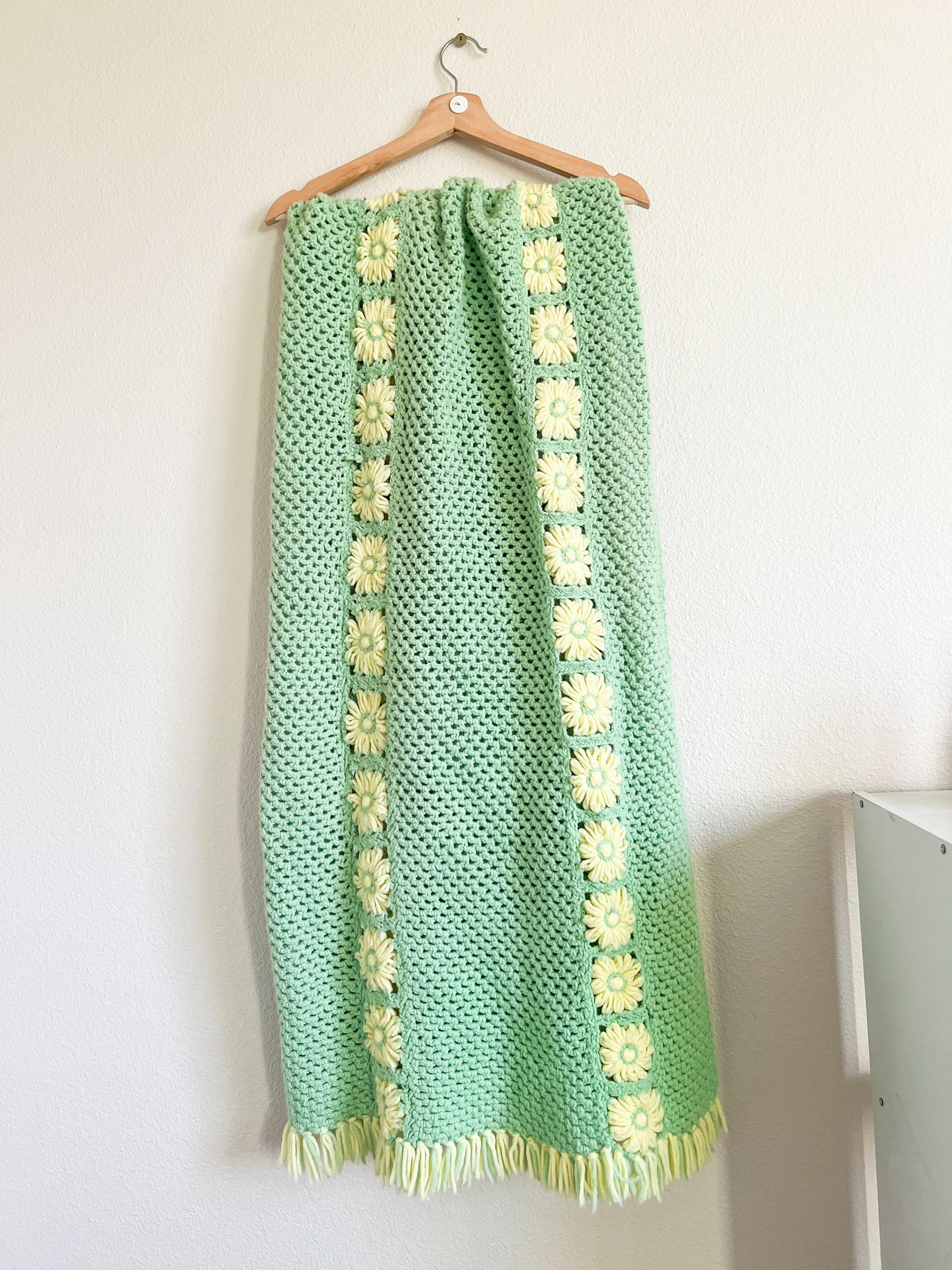 Green and Yellow Floral Afghan