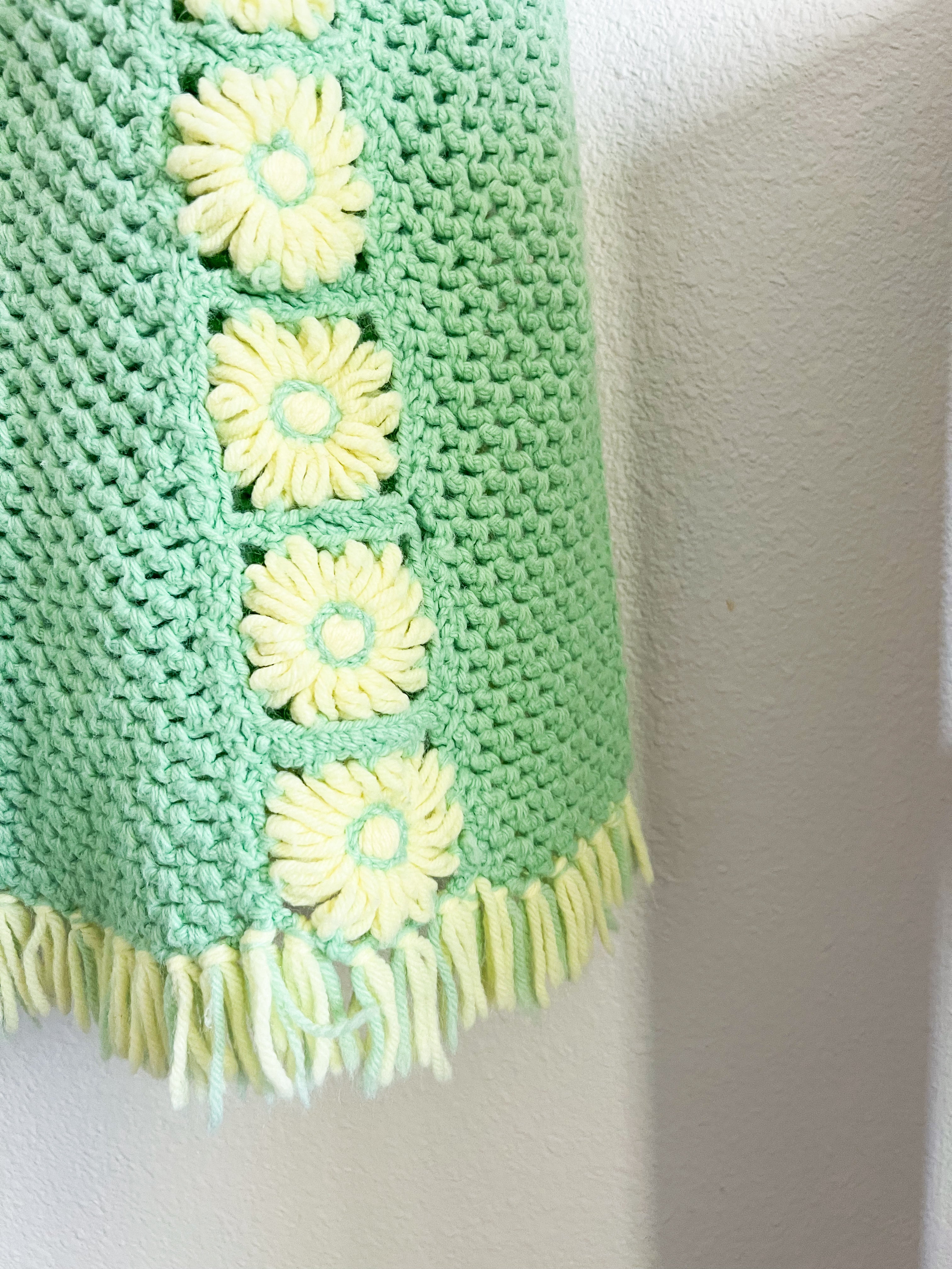Green and Yellow Floral Afghan