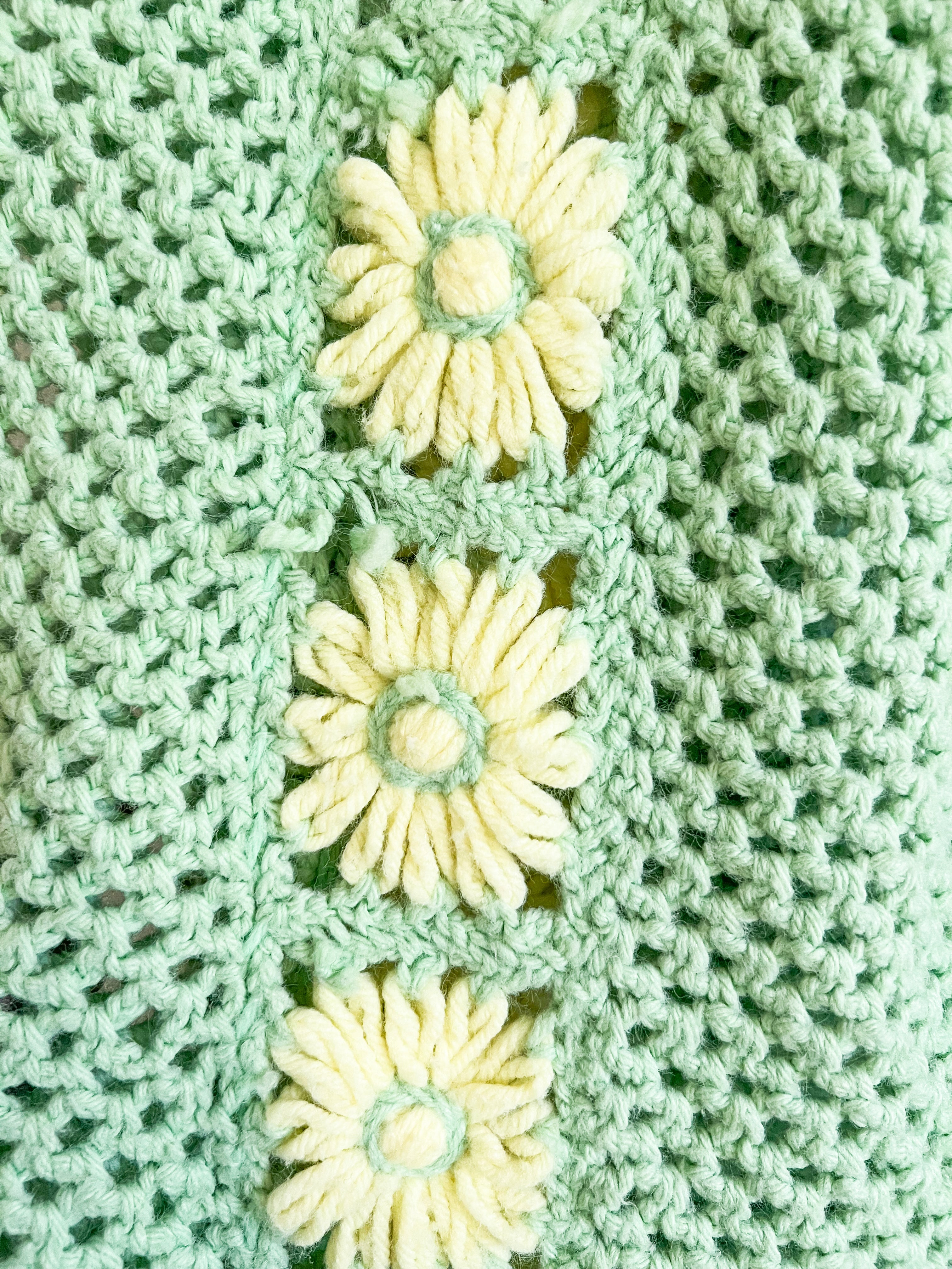 Green and Yellow Floral Afghan