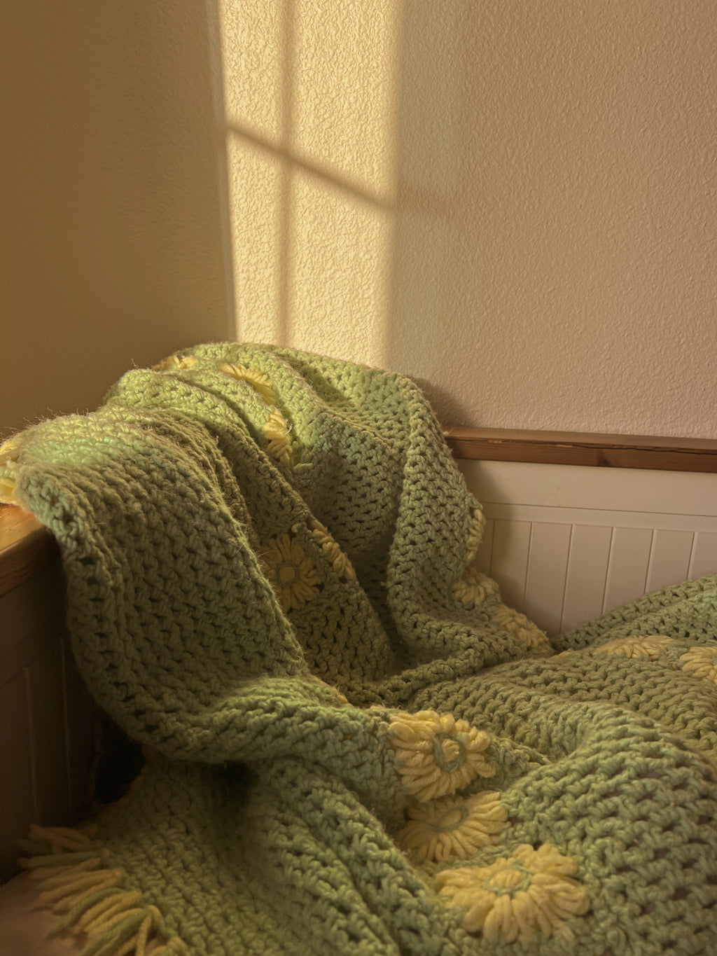Green and Yellow Floral Afghan
