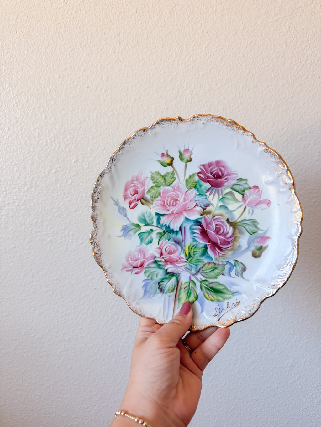 Pink Rose Decorative Plate