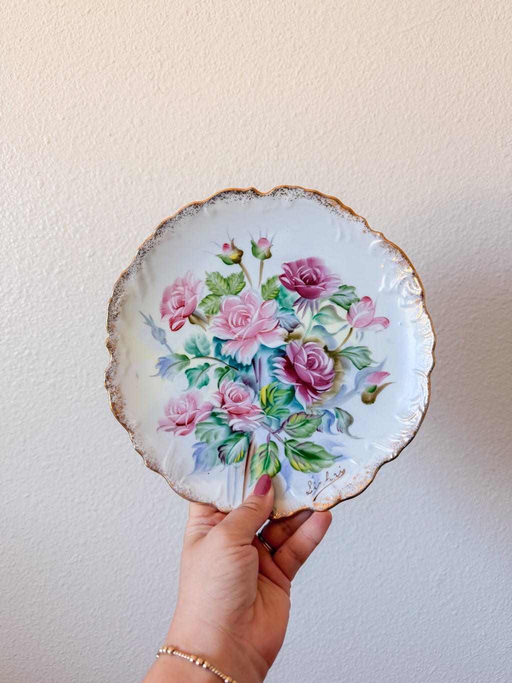 Pink Rose Decorative Plate
