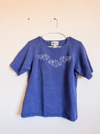 Purple Short Sleeved Sweater-Size L