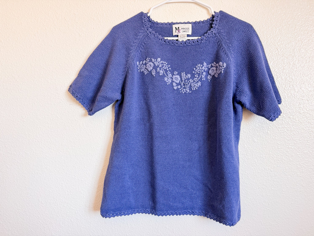Purple Short Sleeved Sweater-Size L