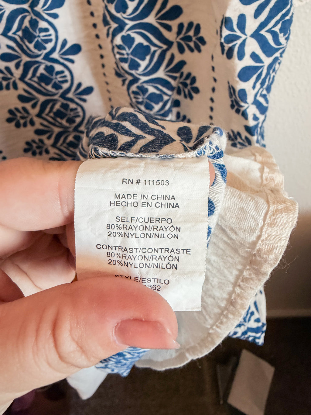 Blue and White Tiered Midi Dress - Size M