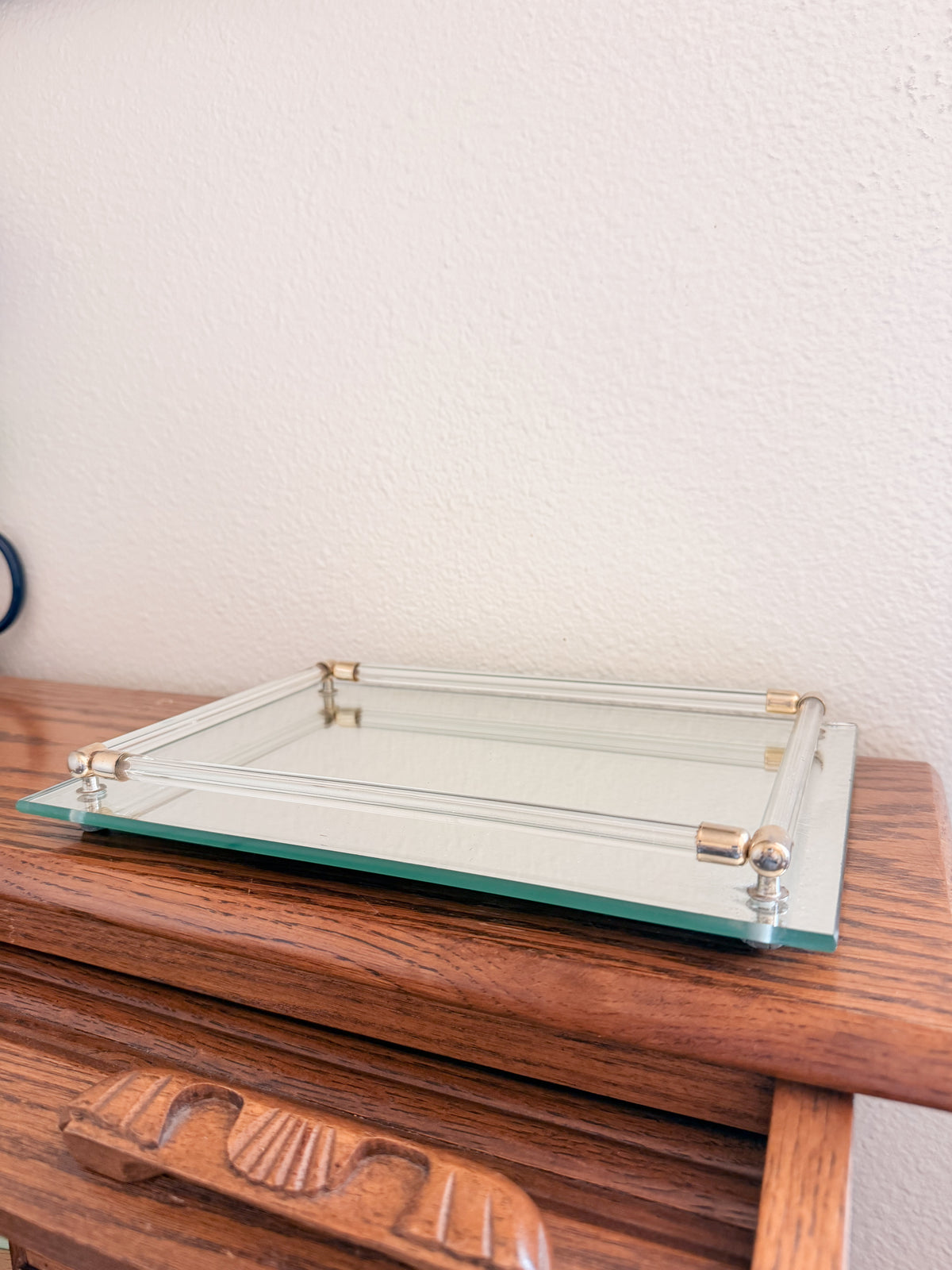 Gold and Lucite Mirror Tray