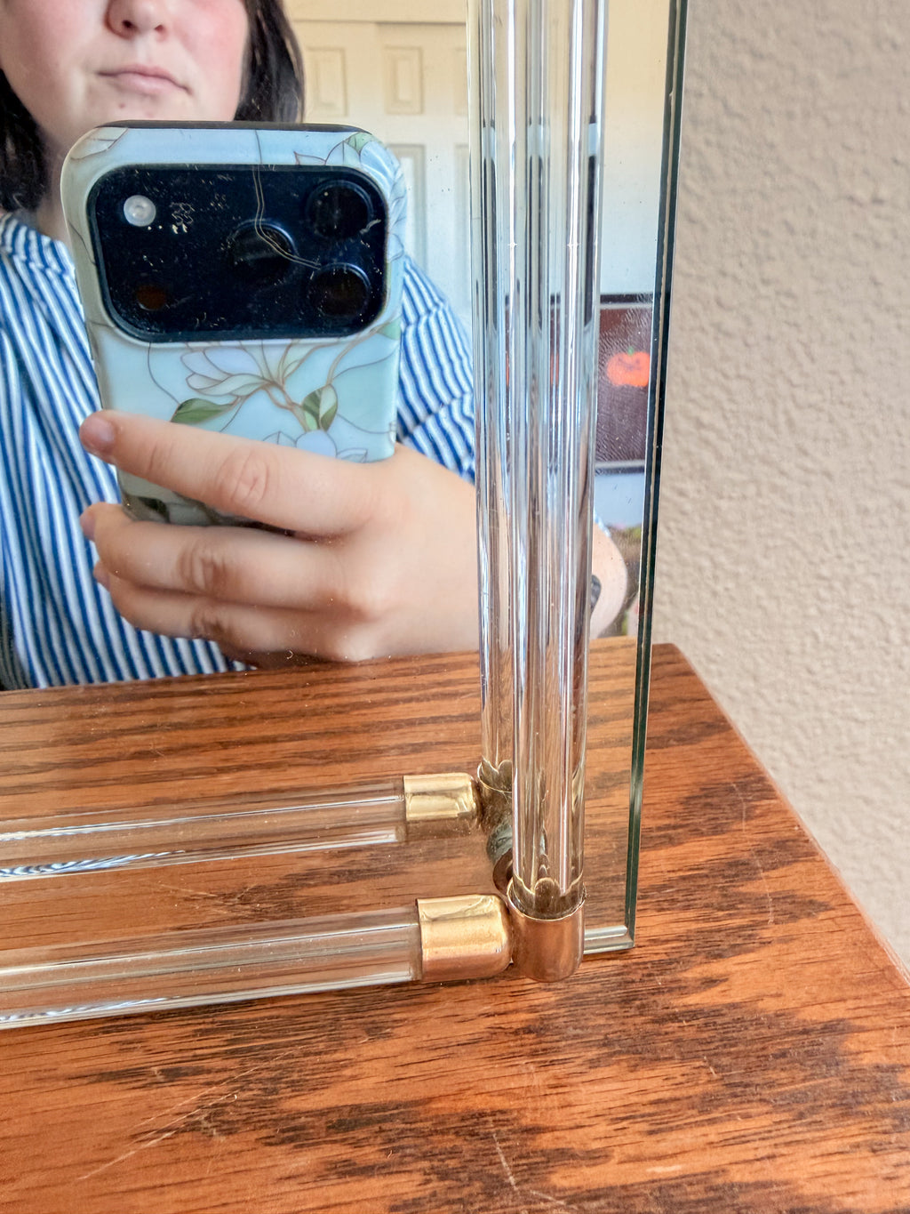Gold and Lucite Mirror Tray