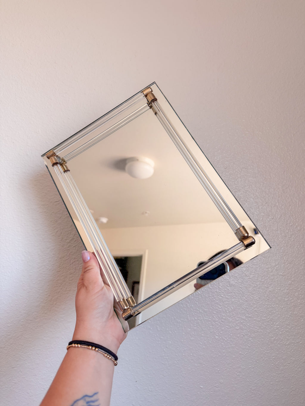 Gold and Lucite Mirror Tray