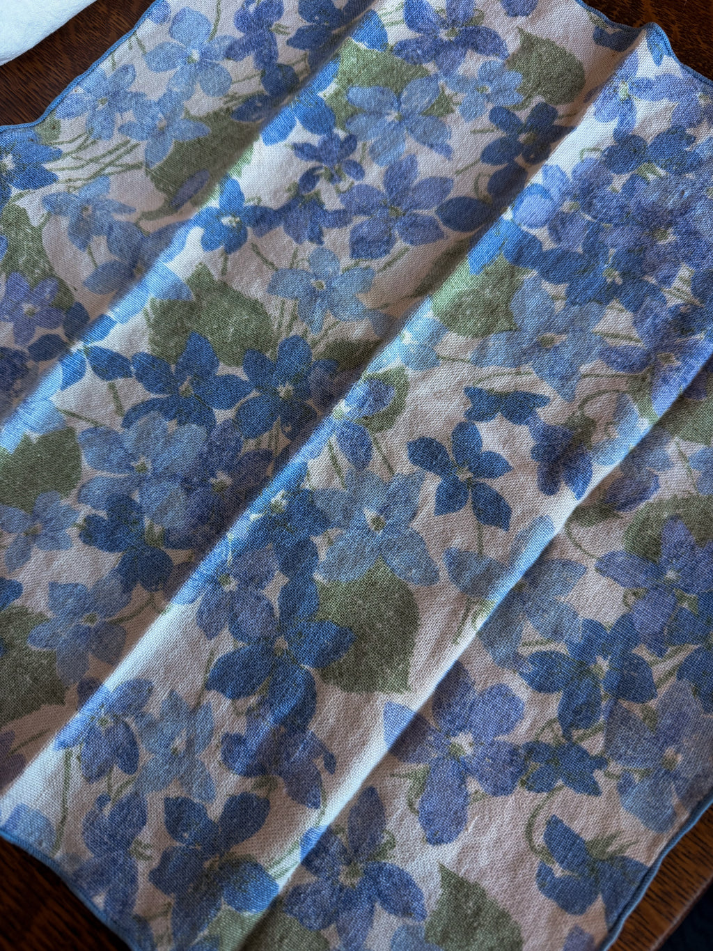 Vintage Blue Floral Cloth Napkins - Set of 10