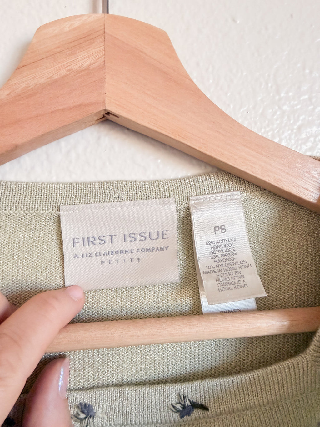 Sage Green Embroidered Cardigan - Size PS