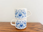 Pair of Blue and White Floral Mugs