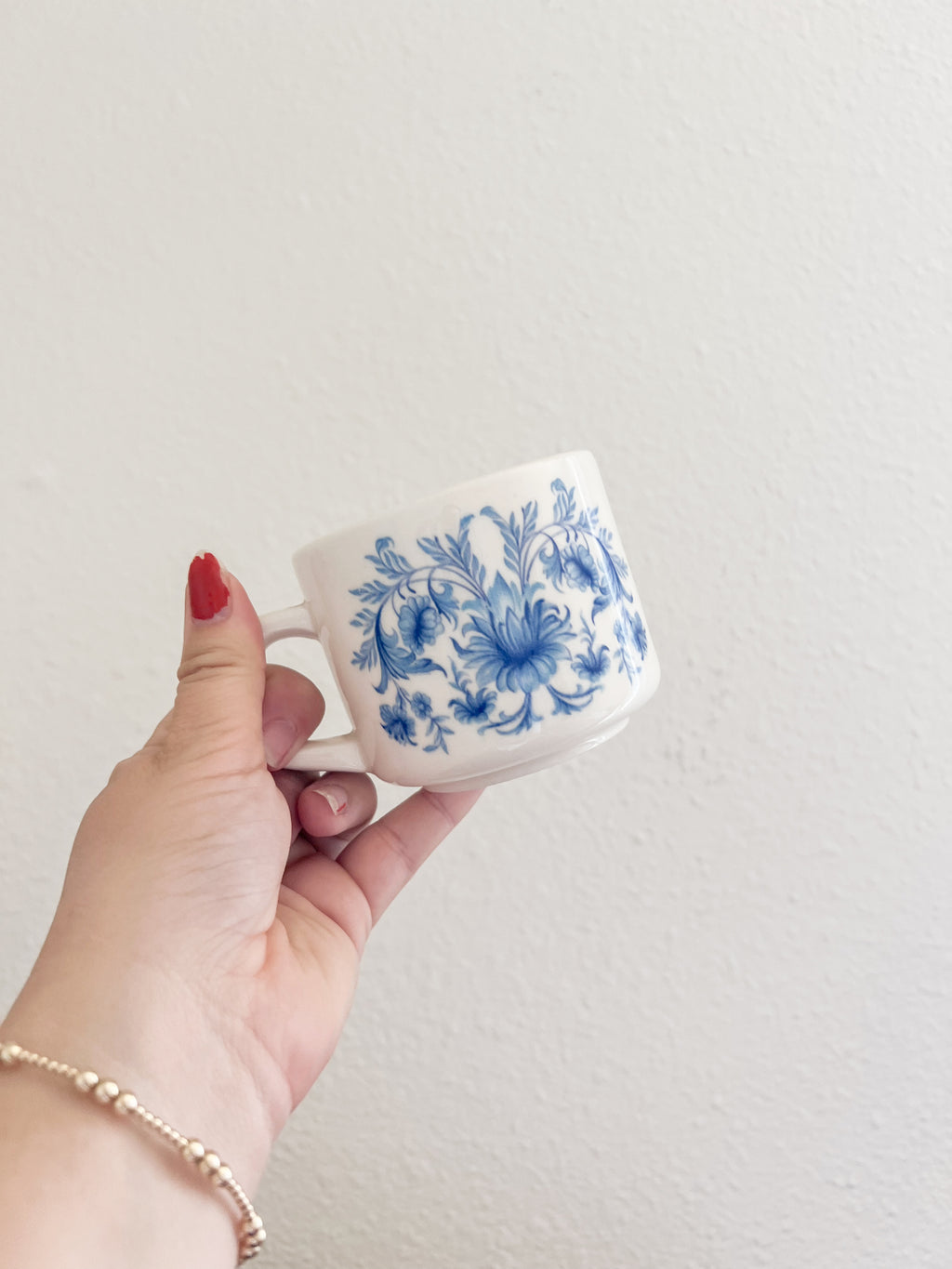 Pair of Blue and White Floral Mugs