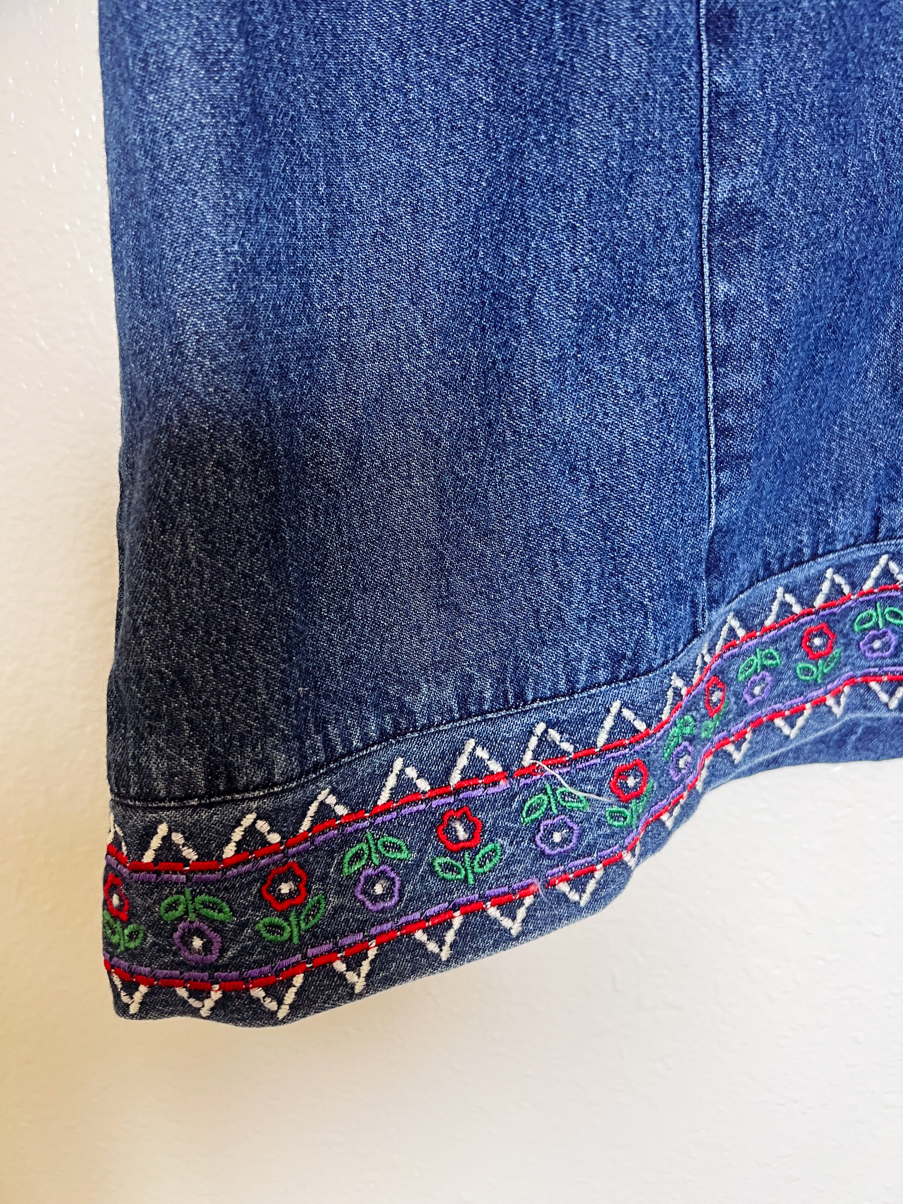 Embroidered Denim Button Up - XL