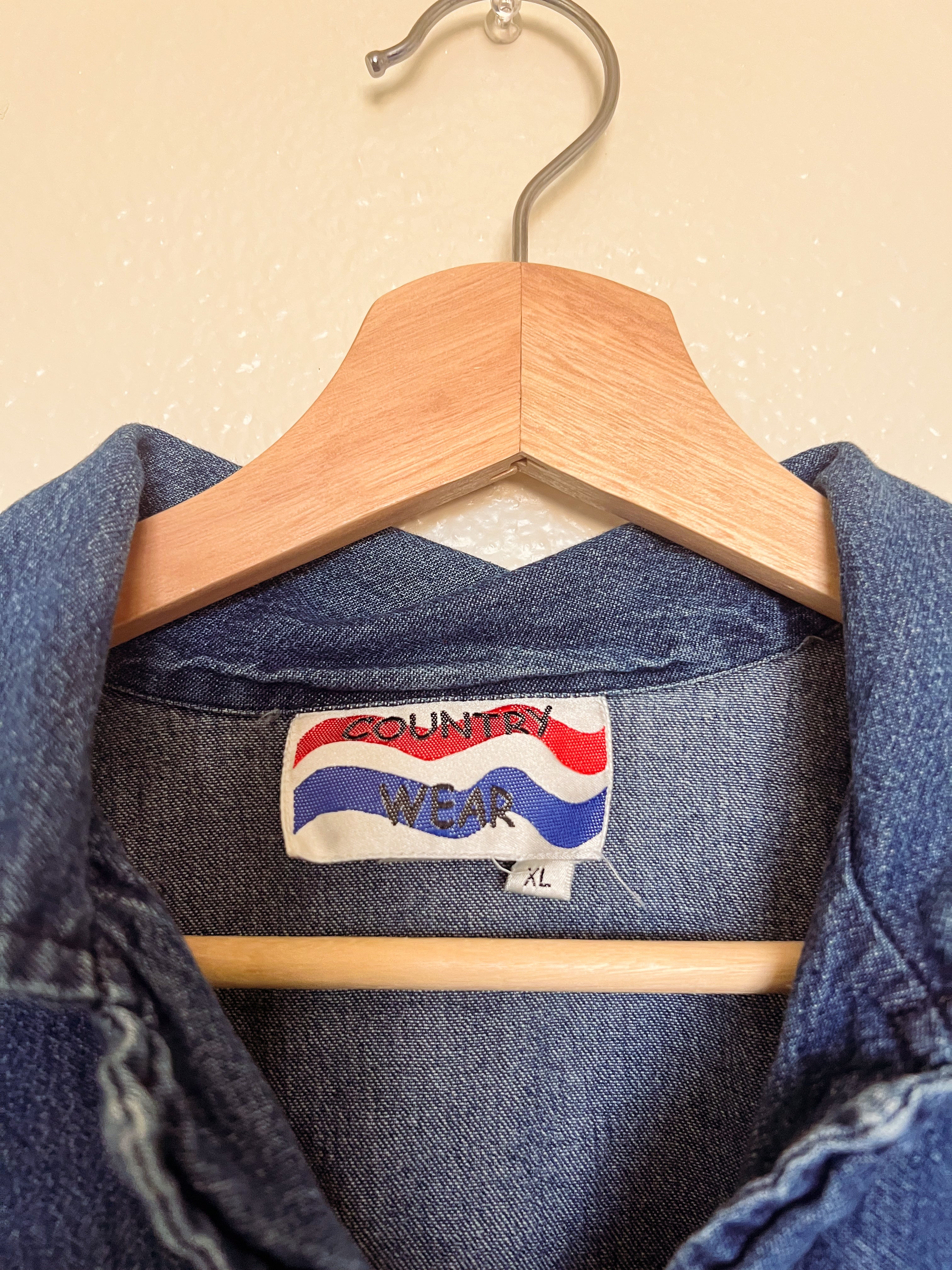 Embroidered Denim Button Up - XL