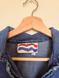 Embroidered Denim Button Up - XL