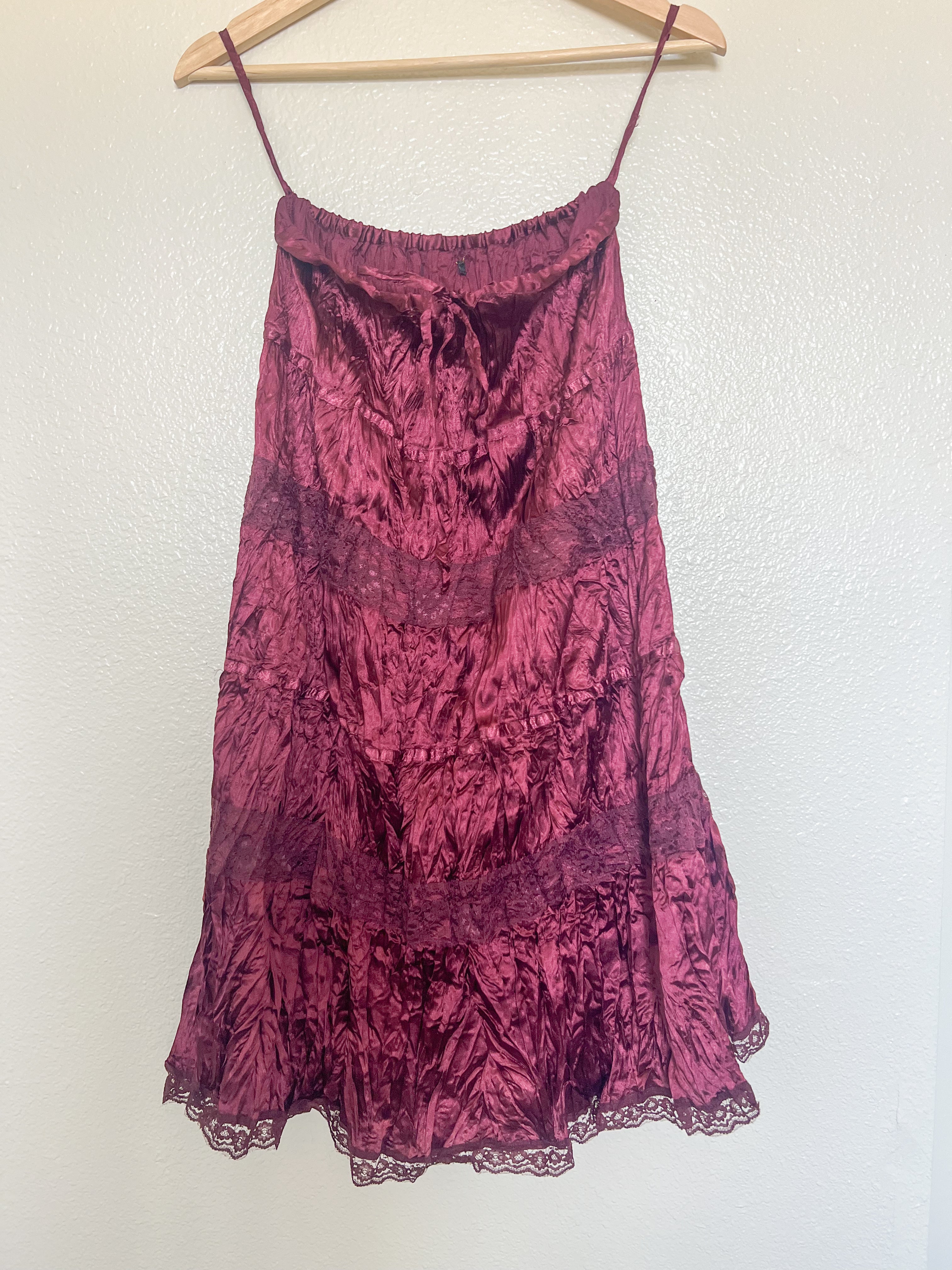 Wine Colored Satin Skirt - Size 25 in