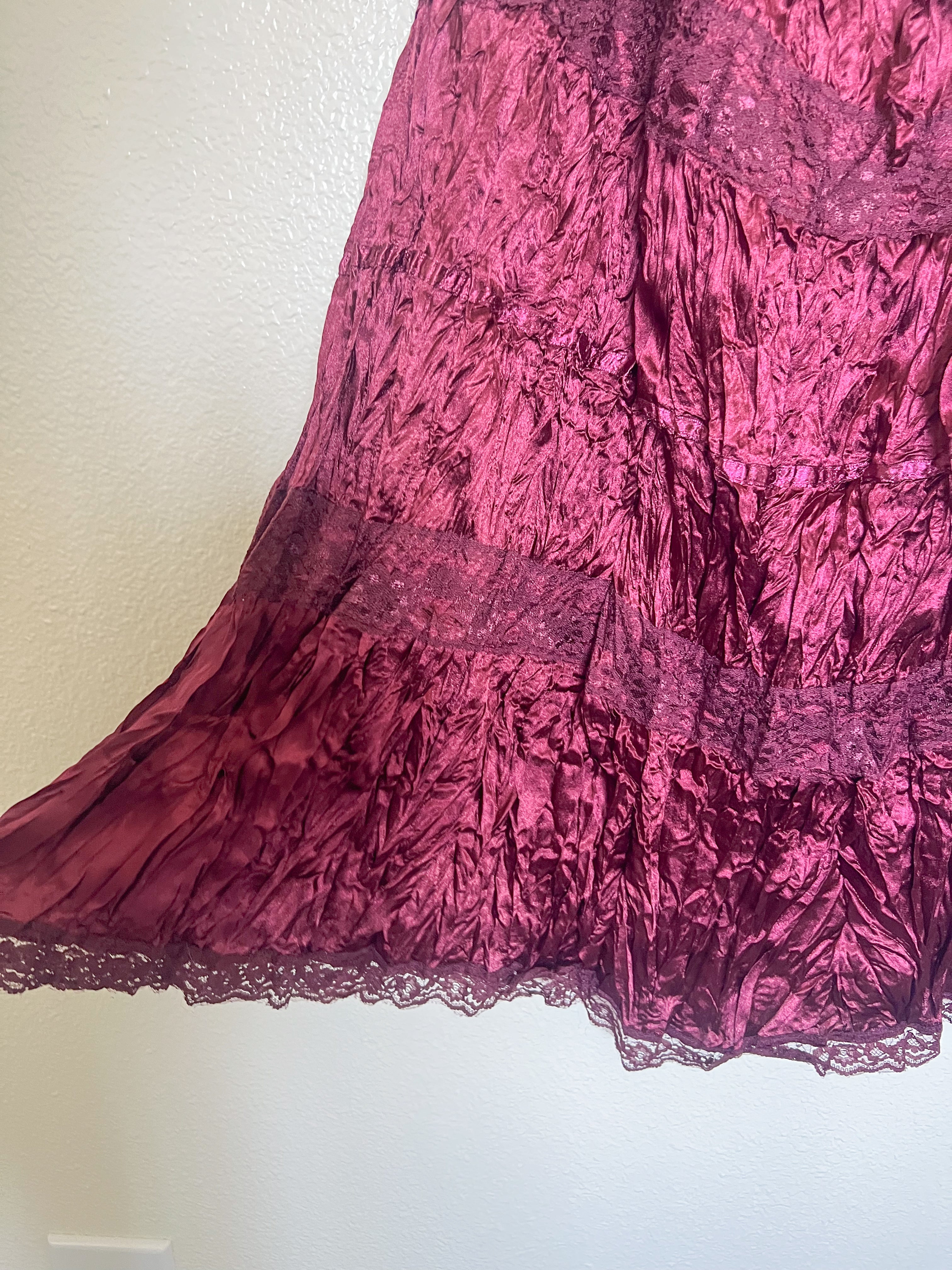 Wine Colored Satin Skirt - Size 25 in