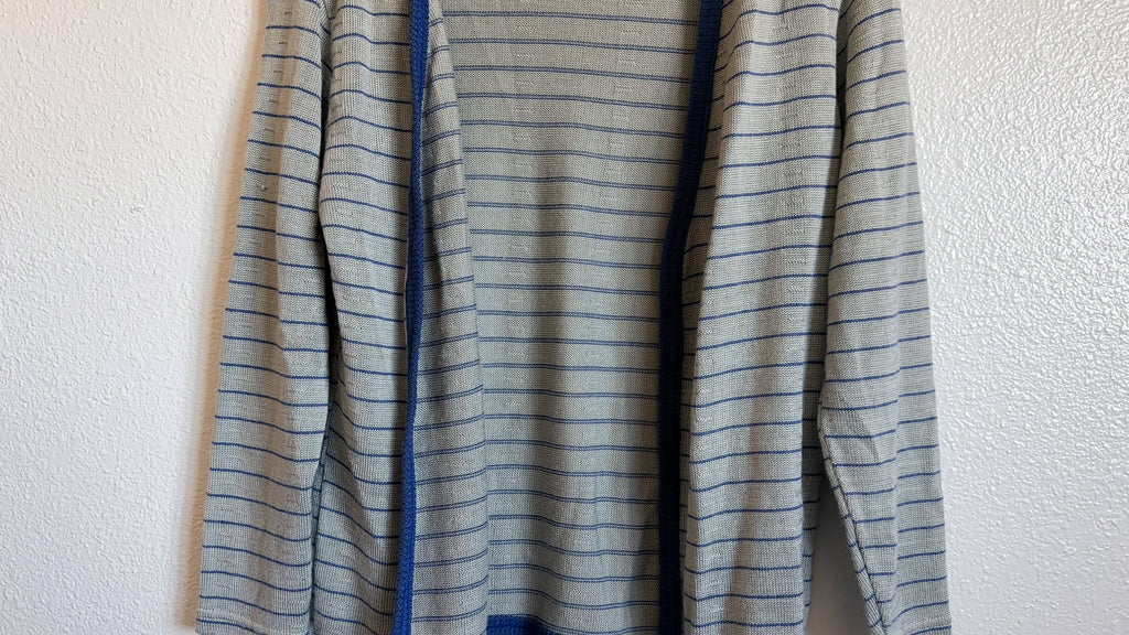 Grey and Blue Striped Cardigan