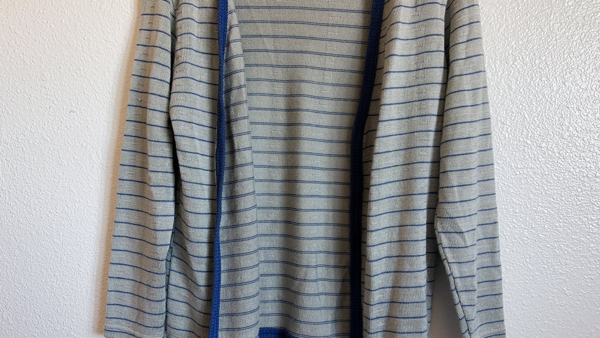 Grey and Blue Striped Cardigan