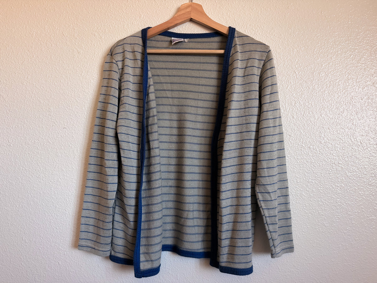 Grey and Blue Striped Cardigan