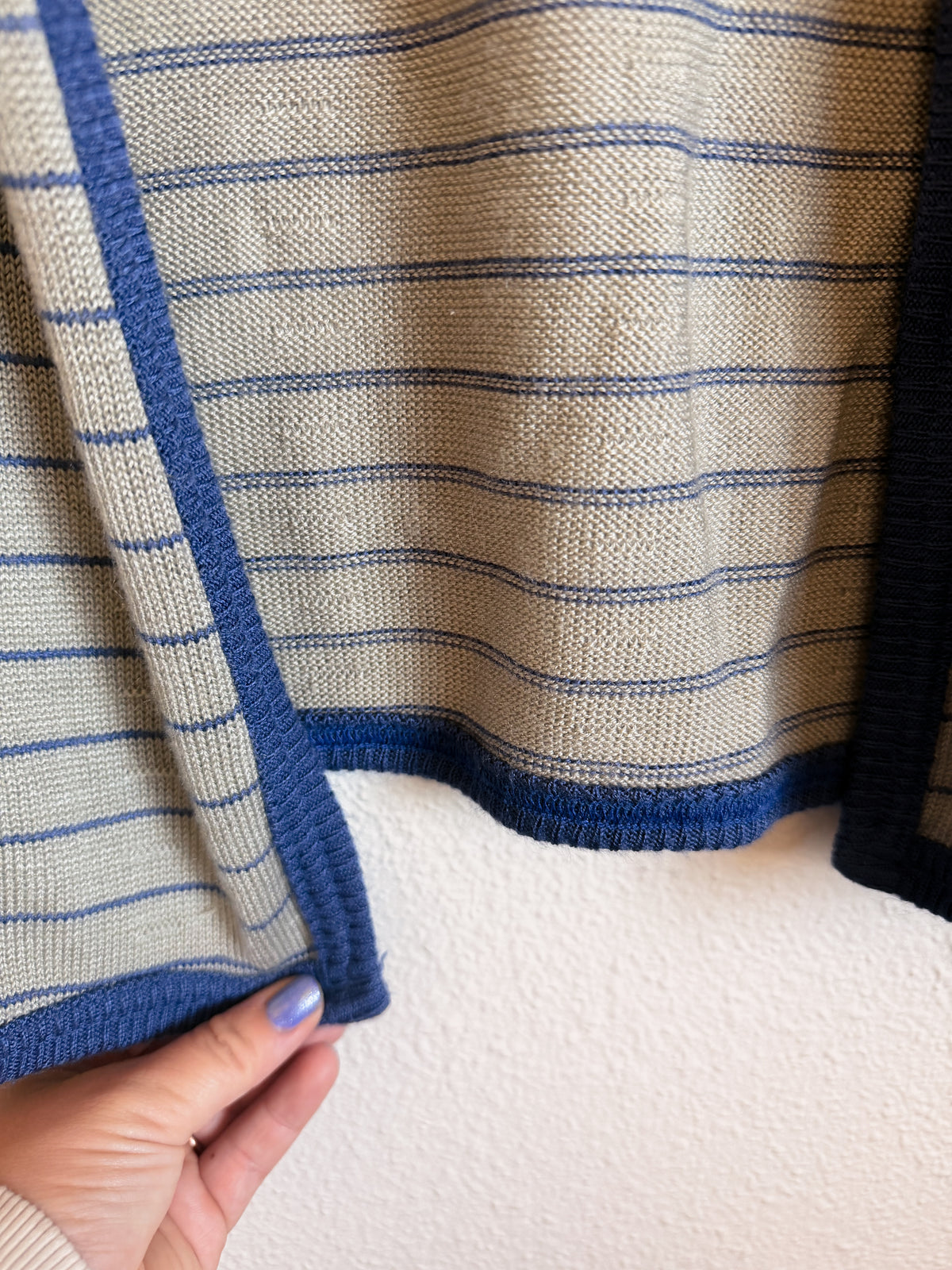 Grey and Blue Striped Cardigan