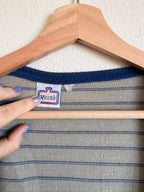 Grey and Blue Striped Cardigan