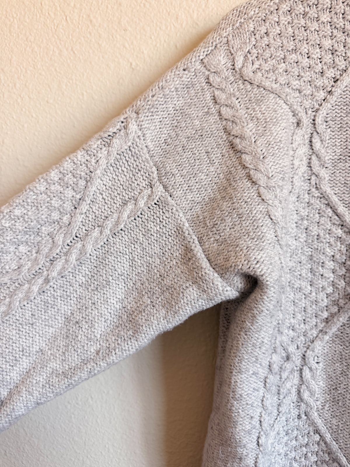 Grey Cable-Knit Mock Neck - Size XL